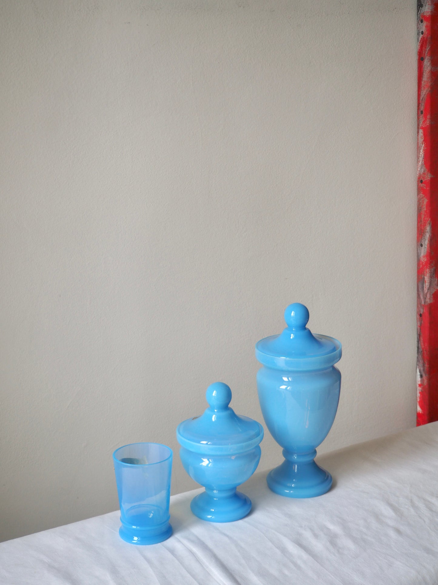 Verre à eau en opaline bleue de Murano
