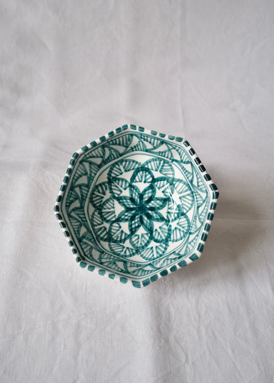 Bol aux motifs verts octogonal