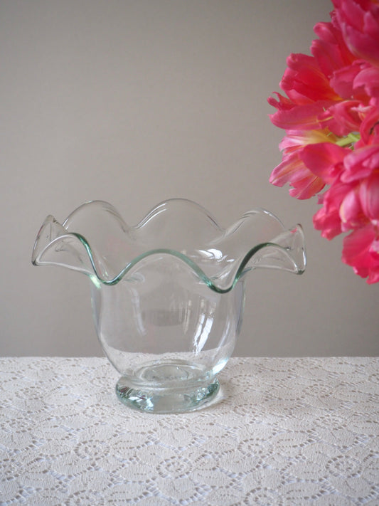 Photophore corolle en verre soufflé