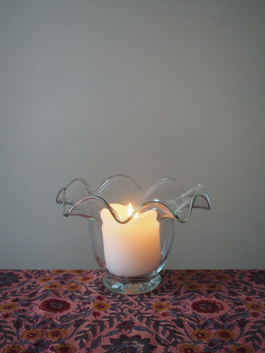 Photophore corolle en verre soufflé